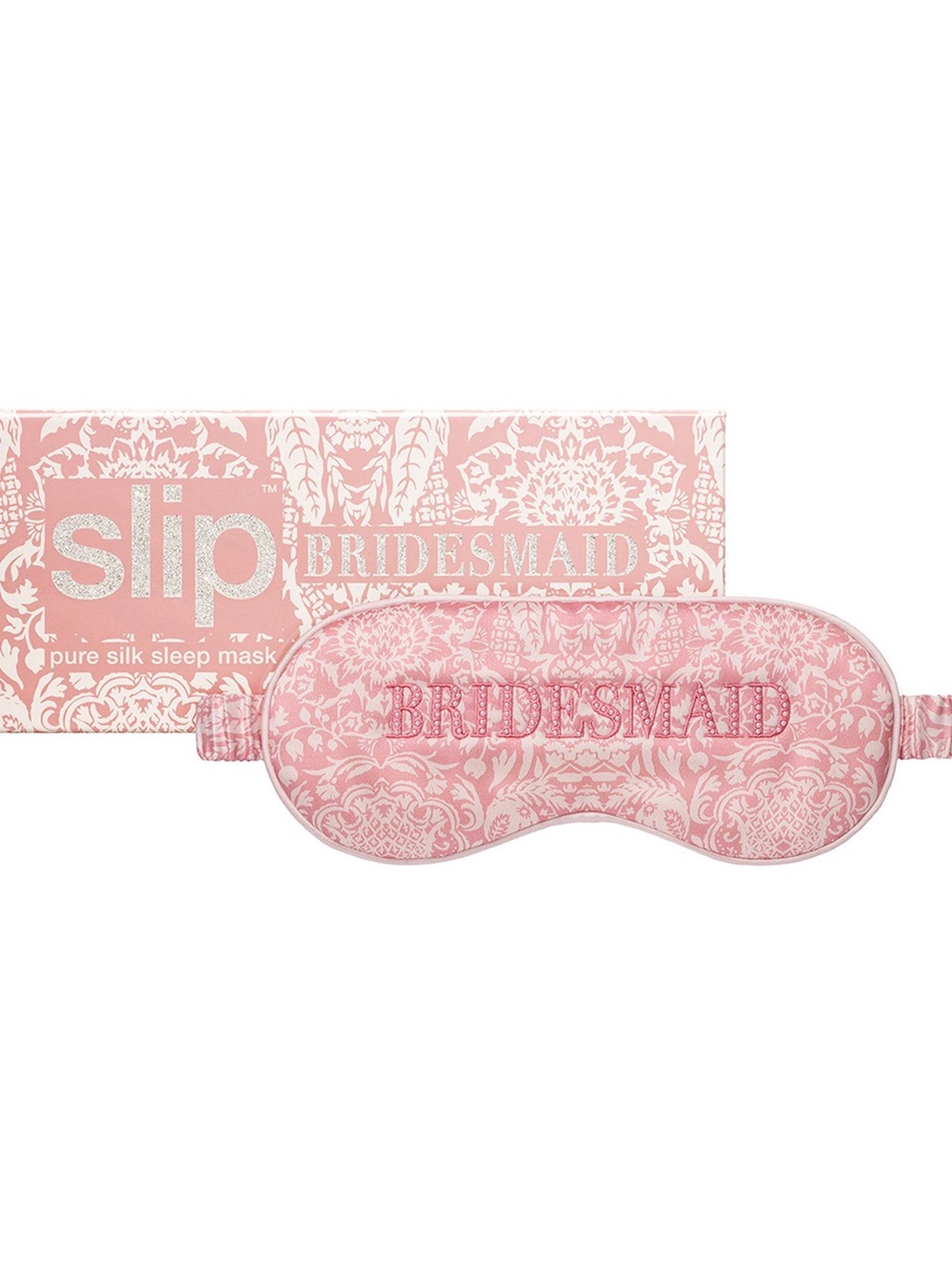 slip Pink Damask "Bridesmaid" Silk Sleep Mask